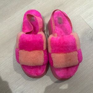 Neon UGG sling back slippers